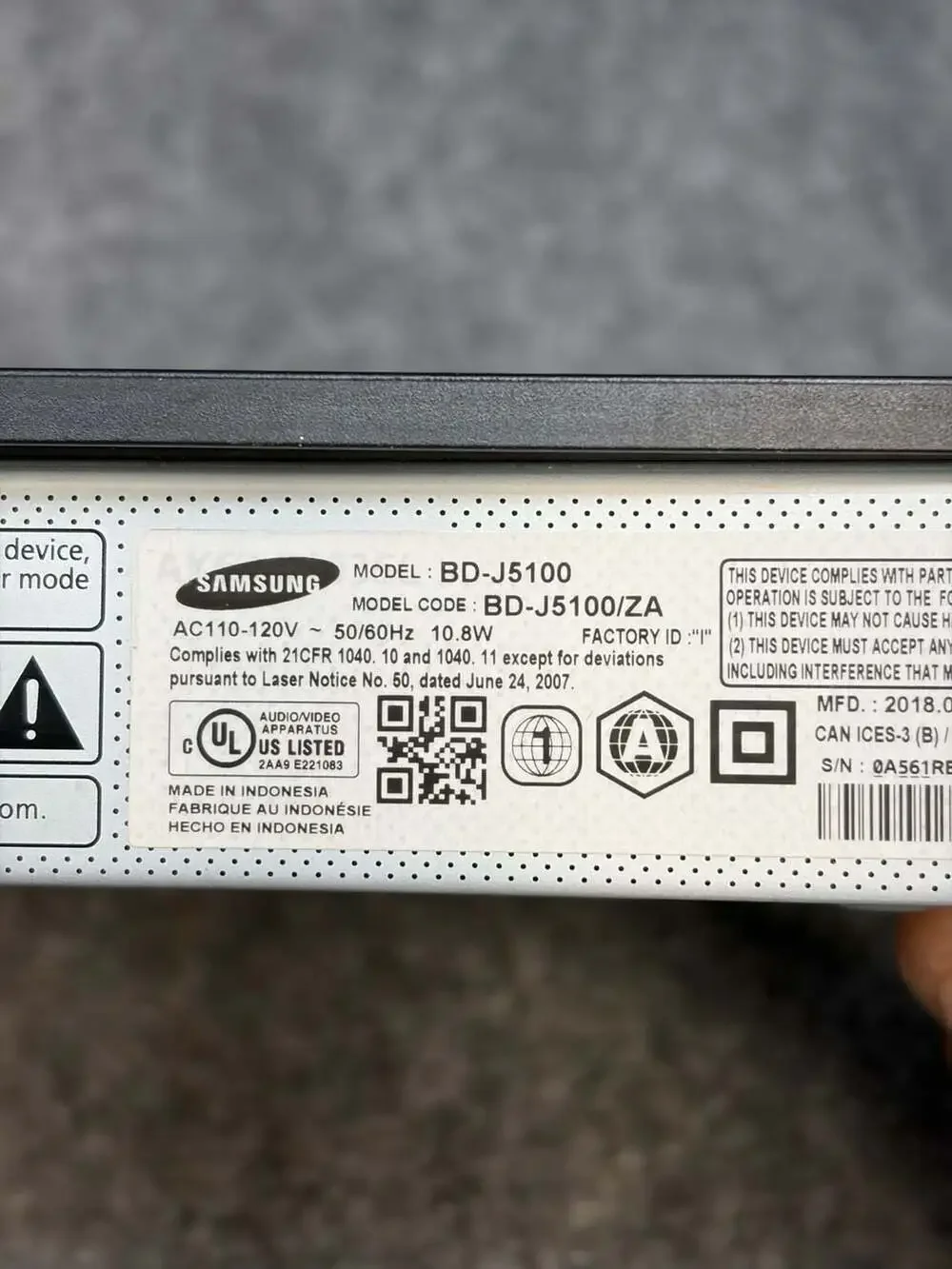 Samsung BD-J5100 Smart Curved Blu-Ray Player * No Remote - Tested Works
